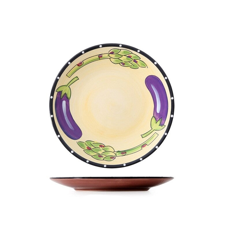 Pratos em cerâmica pintada a mão Dolce - 21.5cm(diâmetro)
