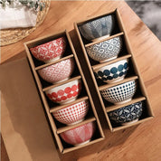 Jogo 5pcs Bowls em porcelana - pintados a mão design italiano