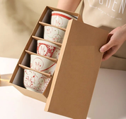 Jogo 5pcs Bowls em porcelana - pintados a mão design italiano