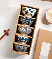 Jogo 5pcs Bowls em porcelana - pintados a mão design italiano