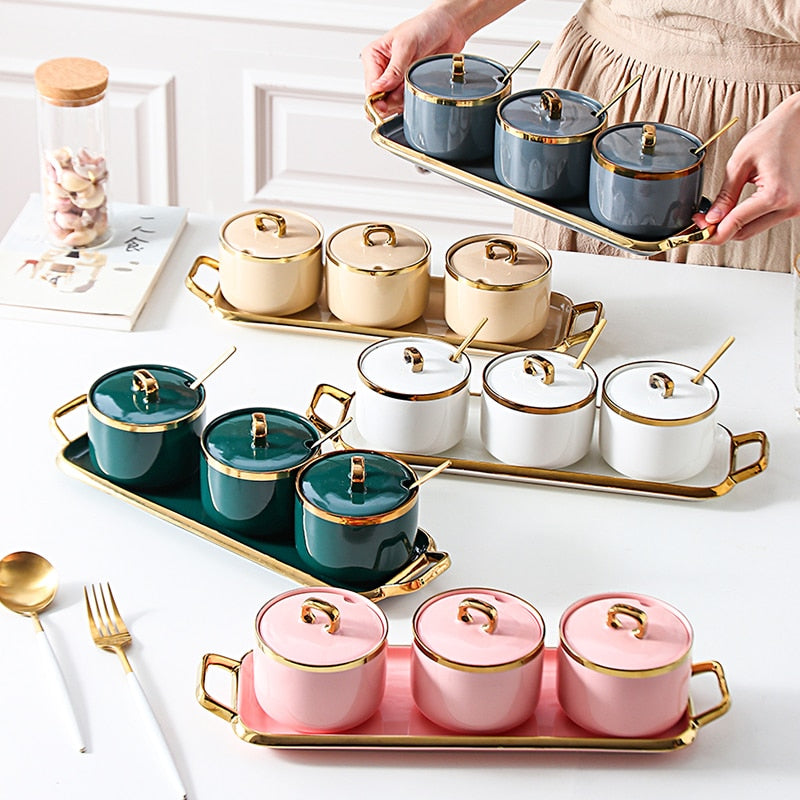 Kit 4pcs Porta Condimentos Deluxe - em porcelana