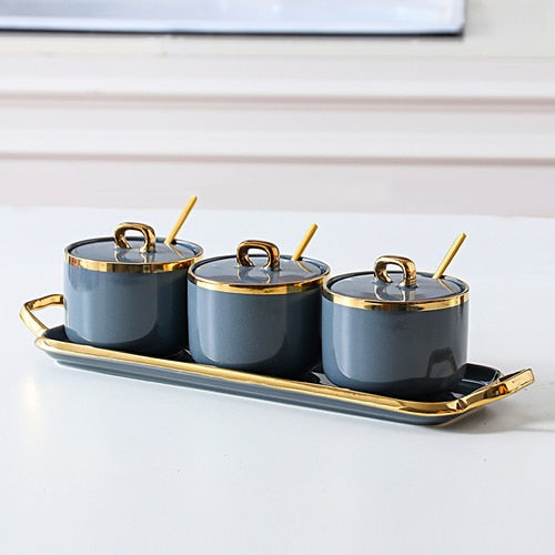 Kit 4pcs Porta Condimentos Deluxe - em porcelana
