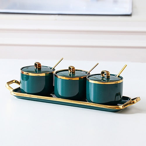 Kit 4pcs Porta Condimentos Deluxe - em porcelana