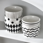 Jogo 5pcs Bowls em porcelana - linha Black and White